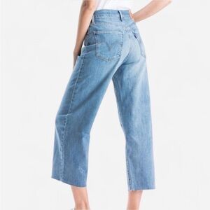 Levi's Womens Mile High Wide Leg Jeans Raw Hem Medium Wash 28